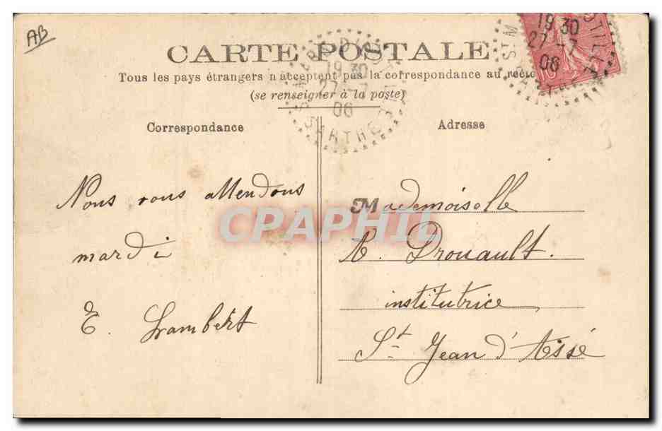 CPA Folklore La Sarthe  — Verso
