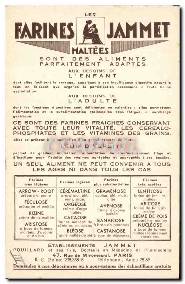 CPA Folklore Le Maine Farines Jammet  — Verso