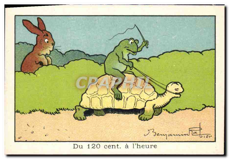 Chromo Bledine Du 120 cent a l'heure Tortue Grenouille Lapin 