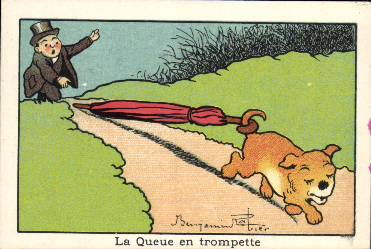 Chromo Bledine La queue en trompette Chien 