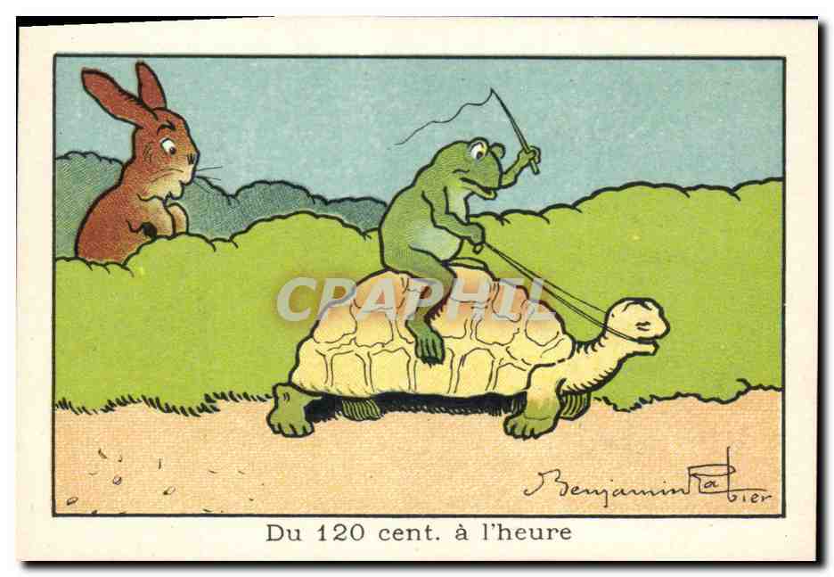 Chromo Bledine Du 120 cent a l'heure Tortue Lapin Grenouille 