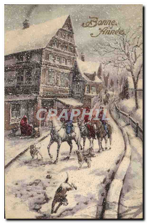 CPA Fantaisie Illustrateur Chevaux Chien 