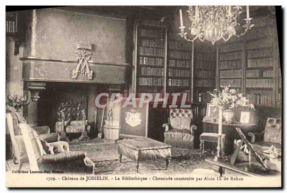 CPA Bibliotheque Chateau de Josselin Cheminee construite par Alain IX de Rohan