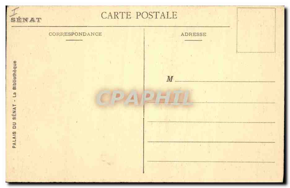 CPA Bibliotheque Palais du Senat Paris — Rückseite