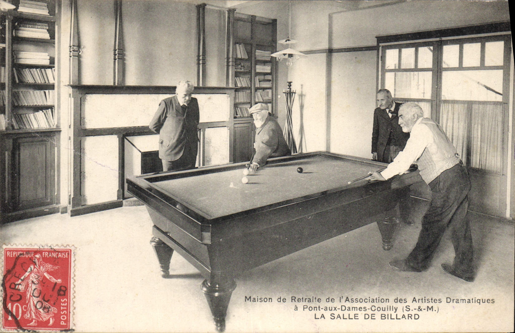 CPA Billard Maison de retraite de l'Association des Artistes Dramatiques a Pont aux Dames Couilly La Salle de Billard TOP