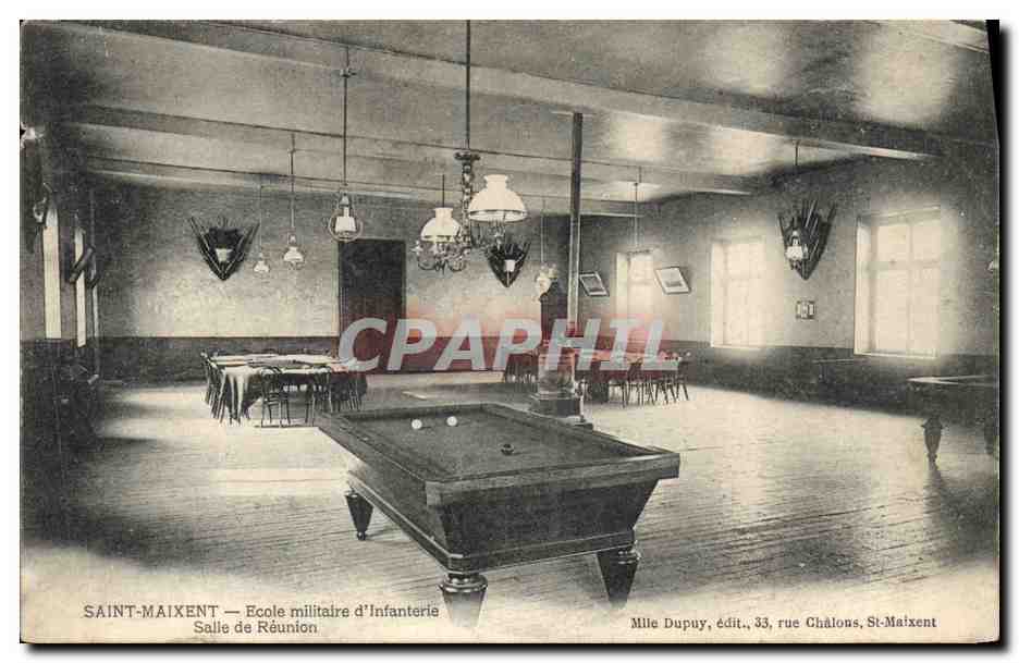 CPA Billard Saint Maixent Ecole militaire d'infanterie Salle de Reunion Militaria