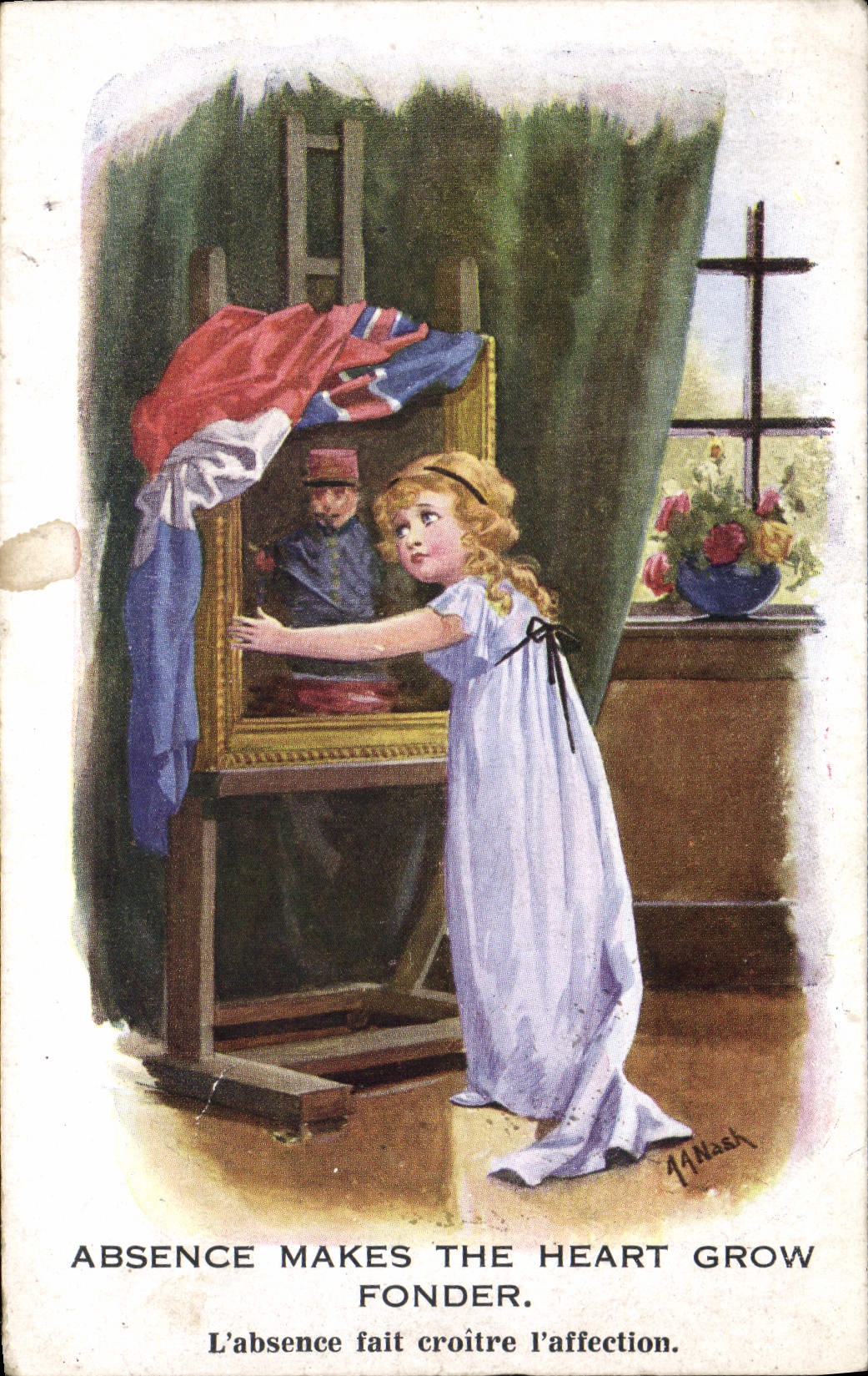 CPA Fantaisie Illustrateur Enfant Absence makes the heart grow fonder 