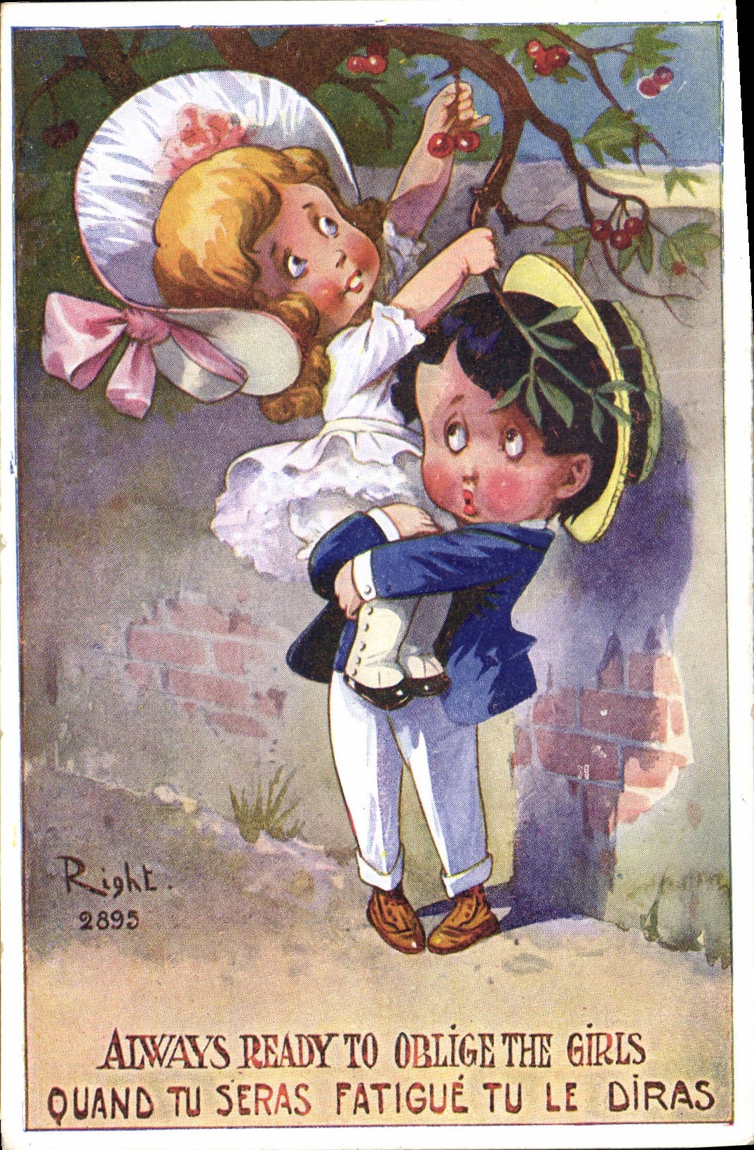 CPA Fantaisie Illustrateur Right Enfants Always ready to oblige the girls 