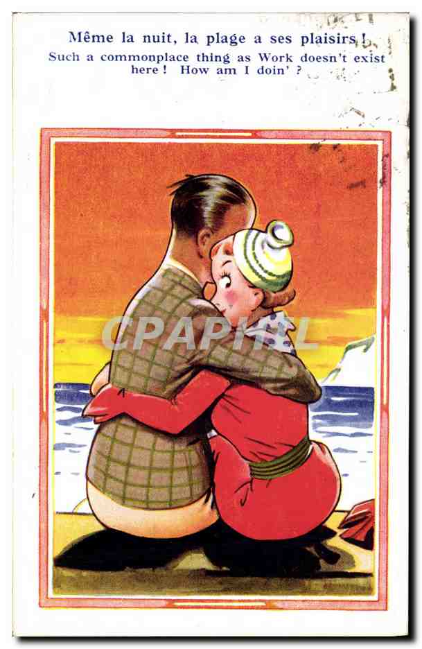 CPA Fantaisie Illustrateur Femme Meme la nuit la plage a ses plaisirs 