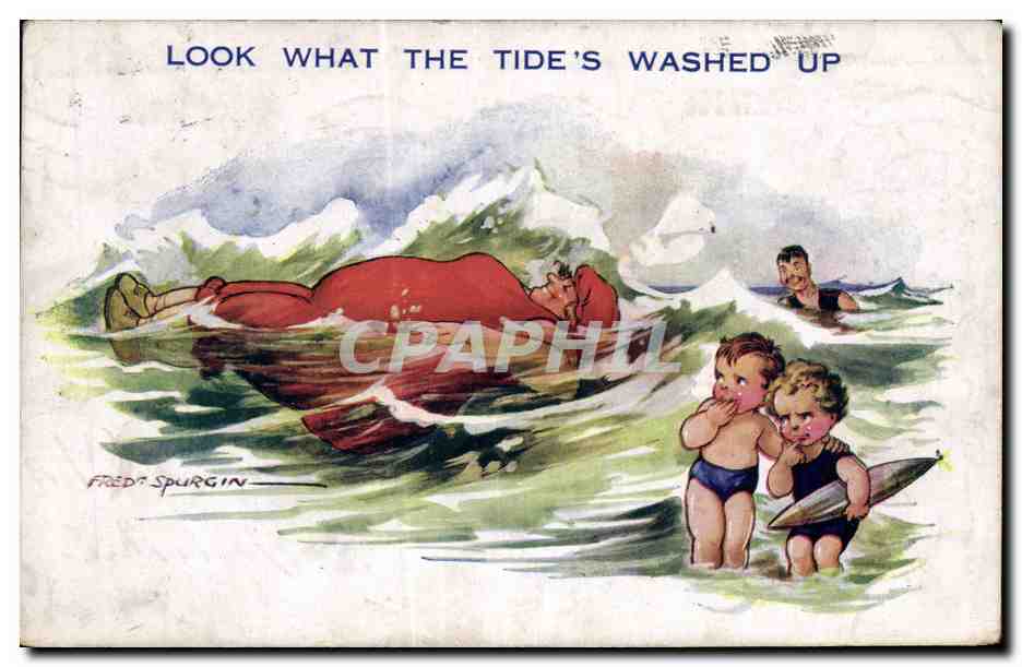 CPA Fantaisie Illustrateur Fred Spurgin Look what the tide's washed up 