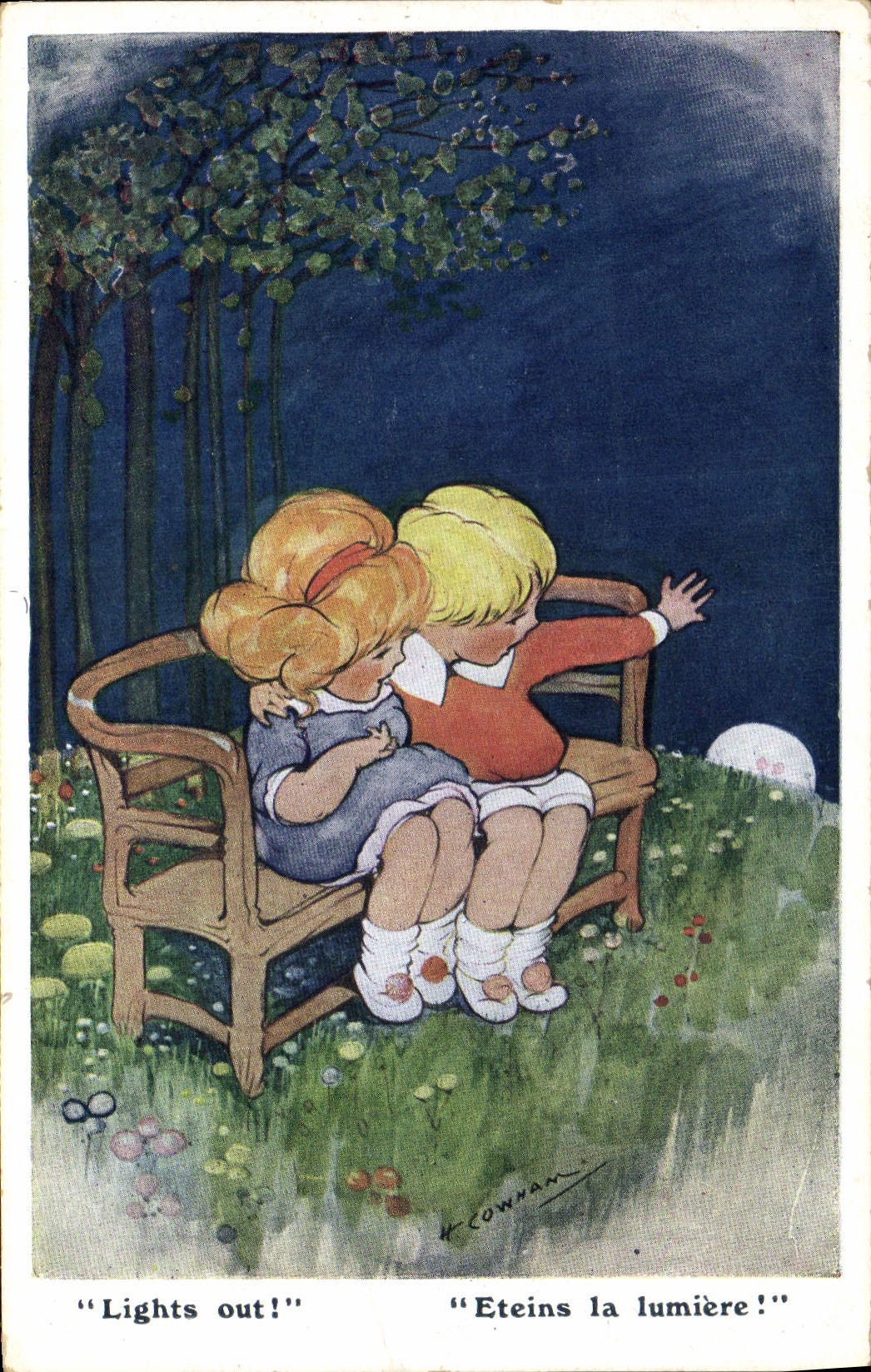 CPA Fantaisie Illustrateur Enfants Lights out ! 