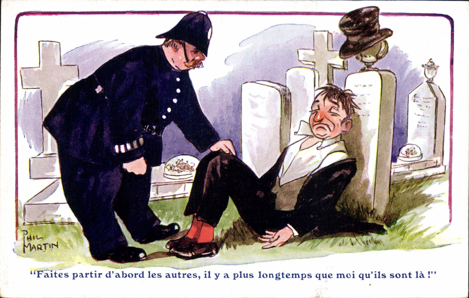 CPA Fantaisie Illustrateur Phil Martin Police Policier 