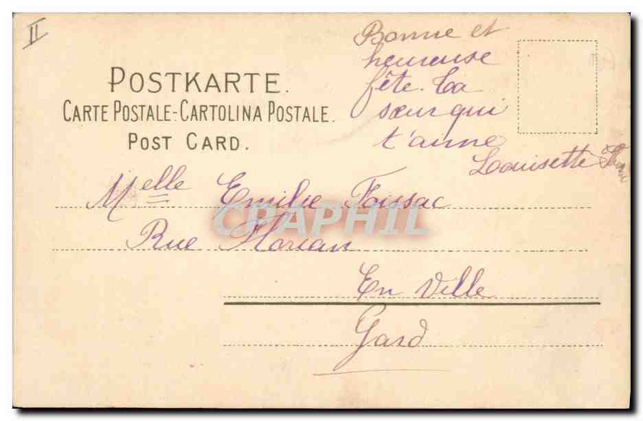 CPA Fantaisie Fleurs Papillon — Rückseite