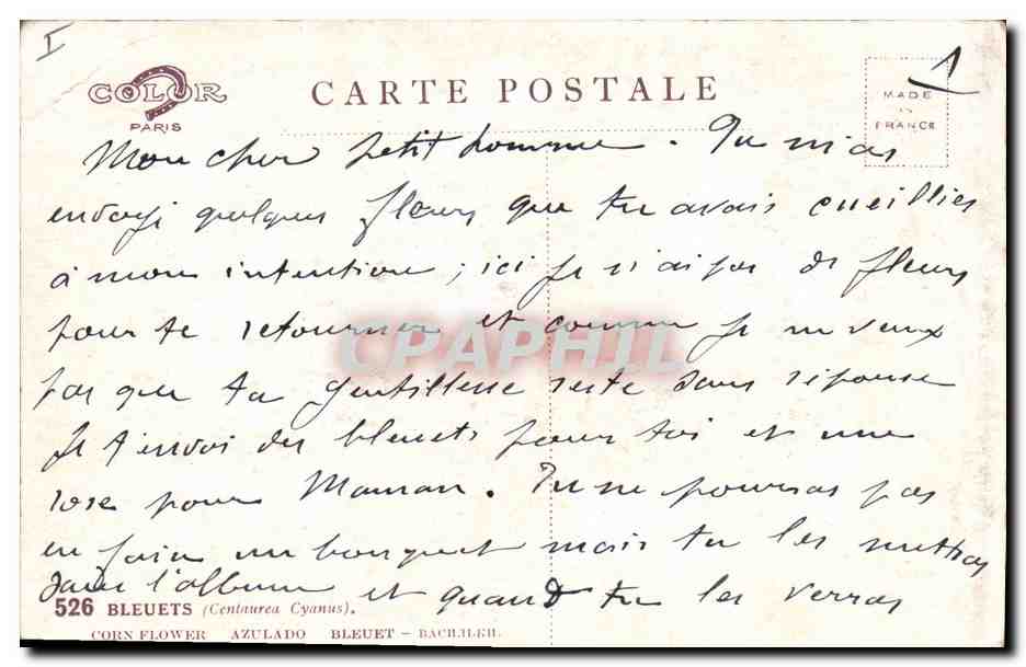 CPA Fantaisie Fleurs  — Rückseite