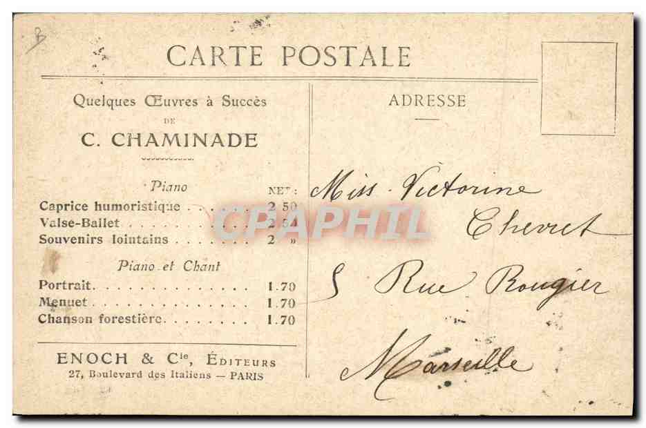 CPA Chaminade Caprice humouristique Valse ballet  — Verso