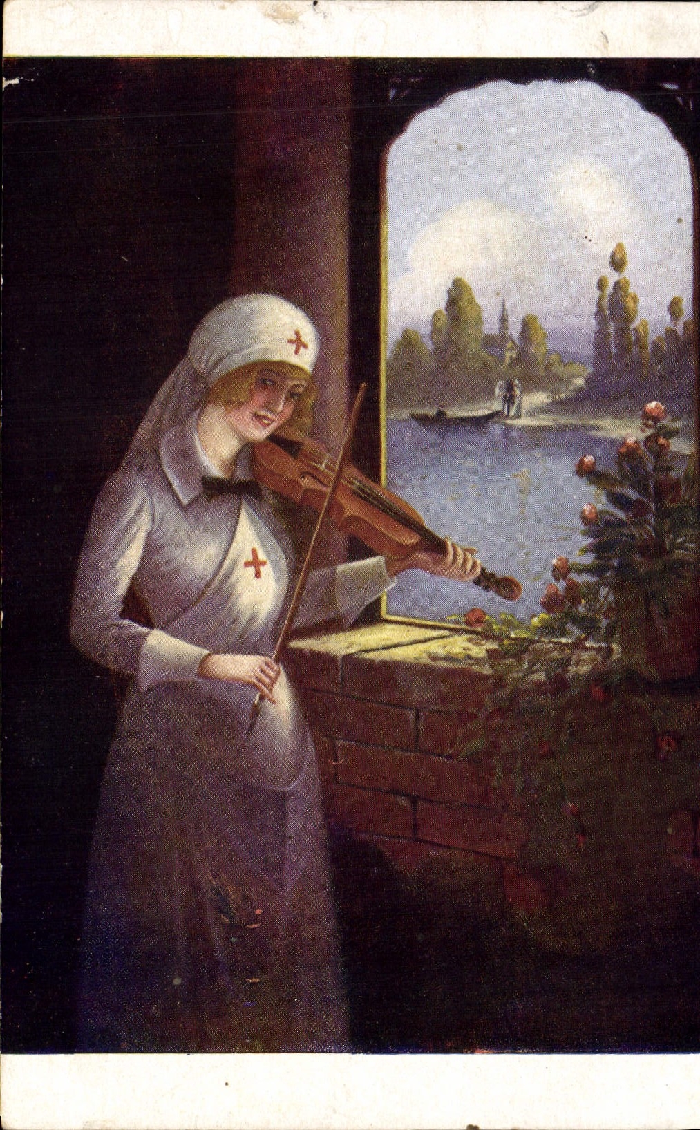 Infirmière — jouant du violon — N. SAGER, Paris