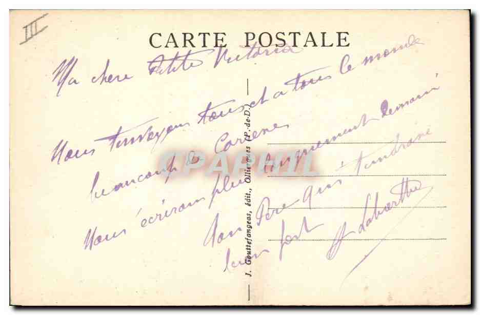 En Auvergne — Une Nombreuse Famille — J. Goutefanges, édit. (CP de D.) — Verso