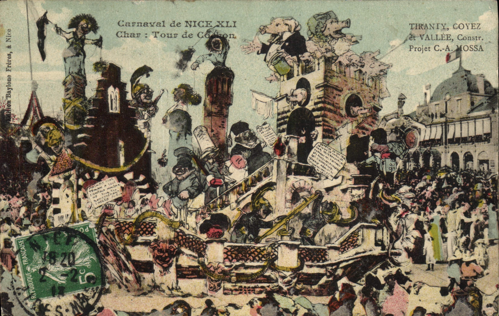 Carnaval de NICE XLII — Char : Tour de Coton — Tiranty, Coyez & Vallée, Constr. Projet C.-A. Mossa