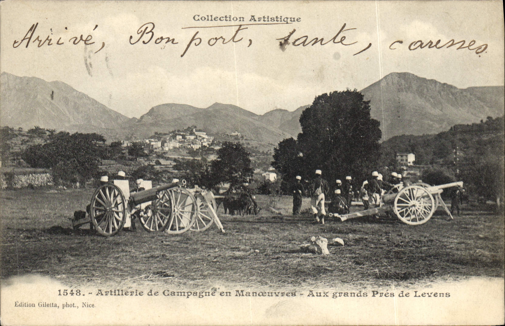 Kampfartillerie in Manövern - Auf den großen Wiesen von Levens — Edition Giletta, Foto von Nice, Nr. 1548
