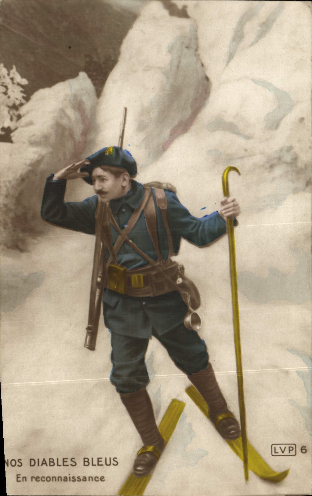 CPA Militaria Chasseurs Alpins Les diables bleux En reconnaissance Ski