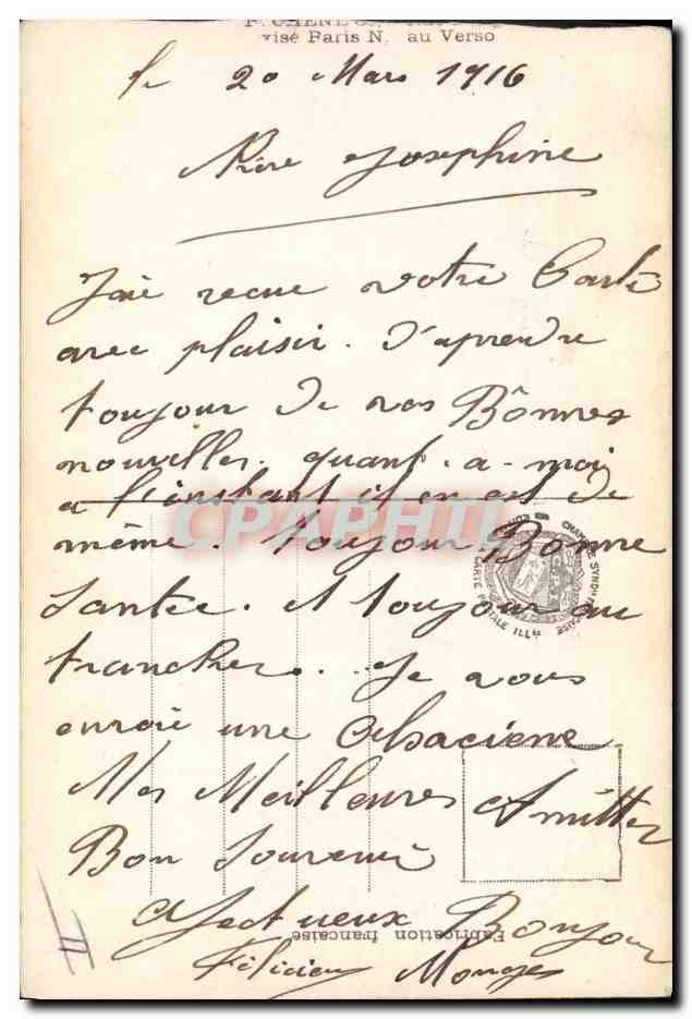 CPA Militaria Chasseurs Alpins Sur la crete des Vosges — Rückseite