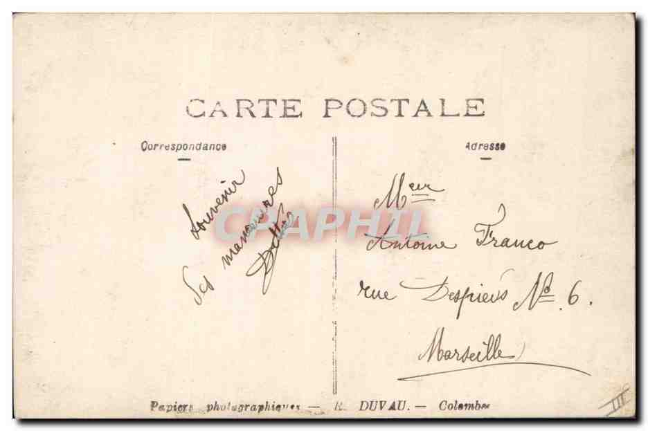 CARTE PHOTO Colombes Militaria Chasseurs Alpins  — Rückseite