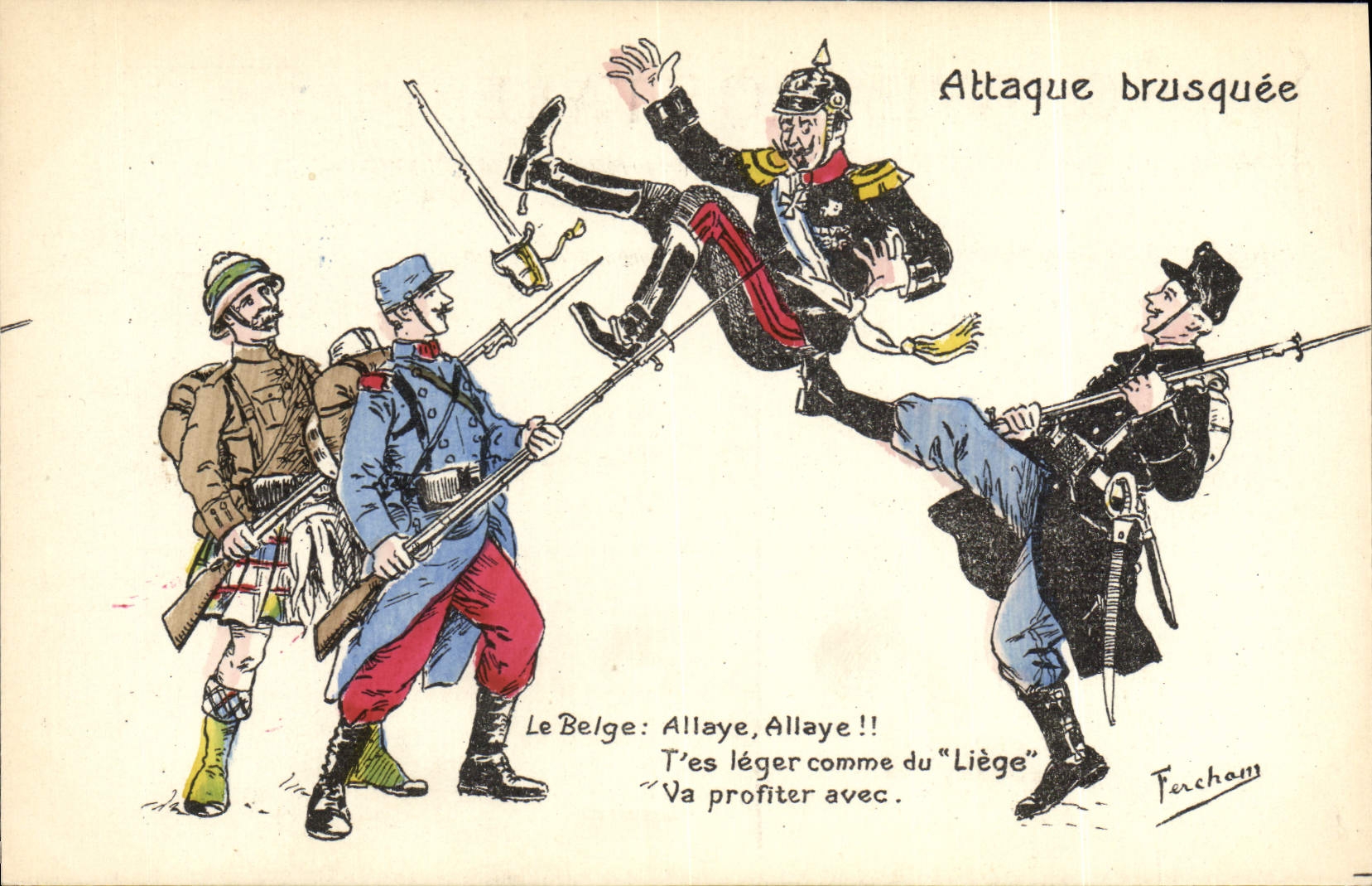 CPA Fantaisie Illustrateur Militaria Attaque brusquee 
