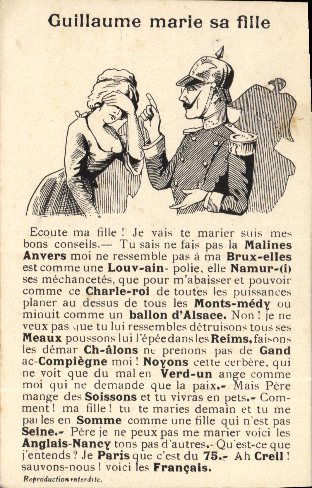 CPA Fantaisie Illustrateur Militaria Guillaume marie sa fille 