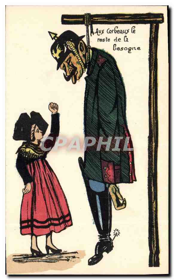 CPA Fantaisie Illustrateur Militaria Aux corbeaux le reste de la besogne Alsace 