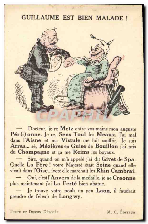 CPA Fantaisie Illustrateur Militaria Guillaume est bien malade ! 