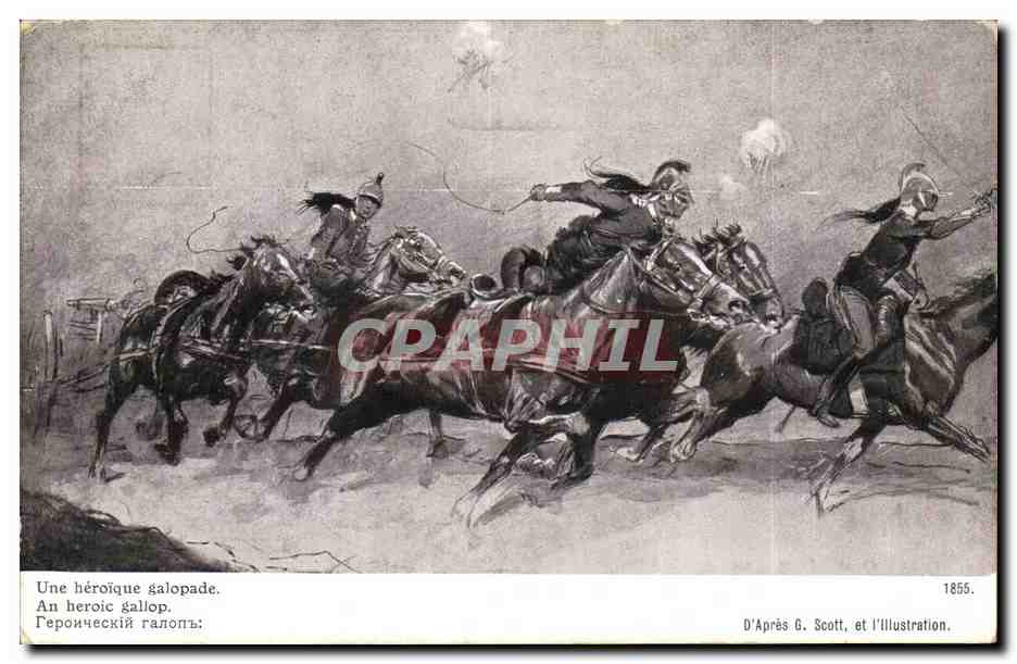 CPA Fantaisie Illustrateur Militaria Une heroique galopade Scott L'Illustration 