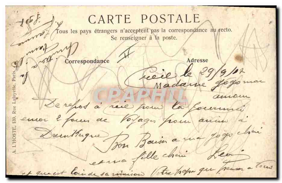 CPA Fantaisie Illustrateur Militaria La guerre Creil Rue Gambetta incendiee par les Allemands  — Rückseite