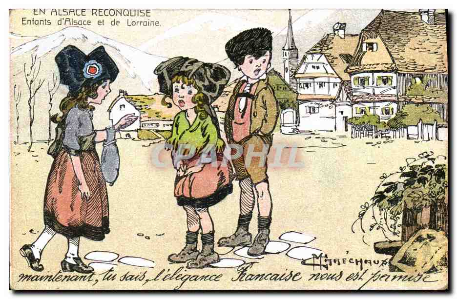 CPA Fantaisie Illustrateur Militaria En Alsace Enfants d'Alsace et de Lorraine 