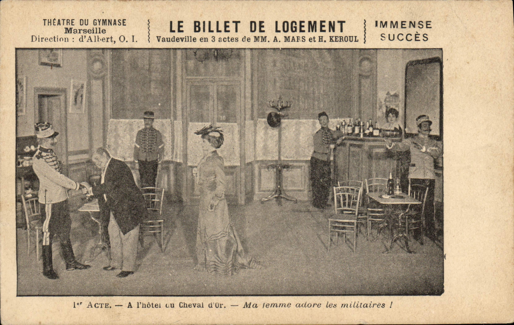 CPA Theatre Le billet de logement A l'hotel du cheval d'or 