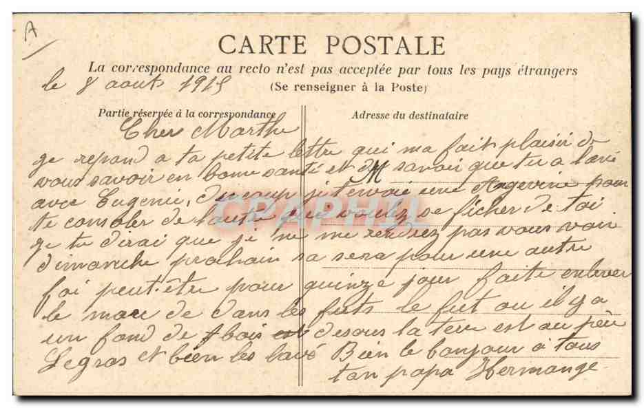 CPA Folklore Coiffe d'Anjou  — Verso