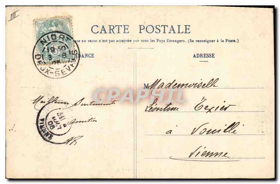 CPA Folklore Coiffes Angevines  — Verso
