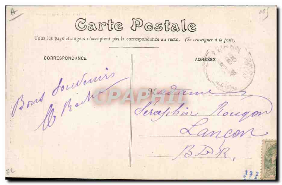 CPA Folklore La Sarthoise Maitresse Queru allant au marche  — Verso