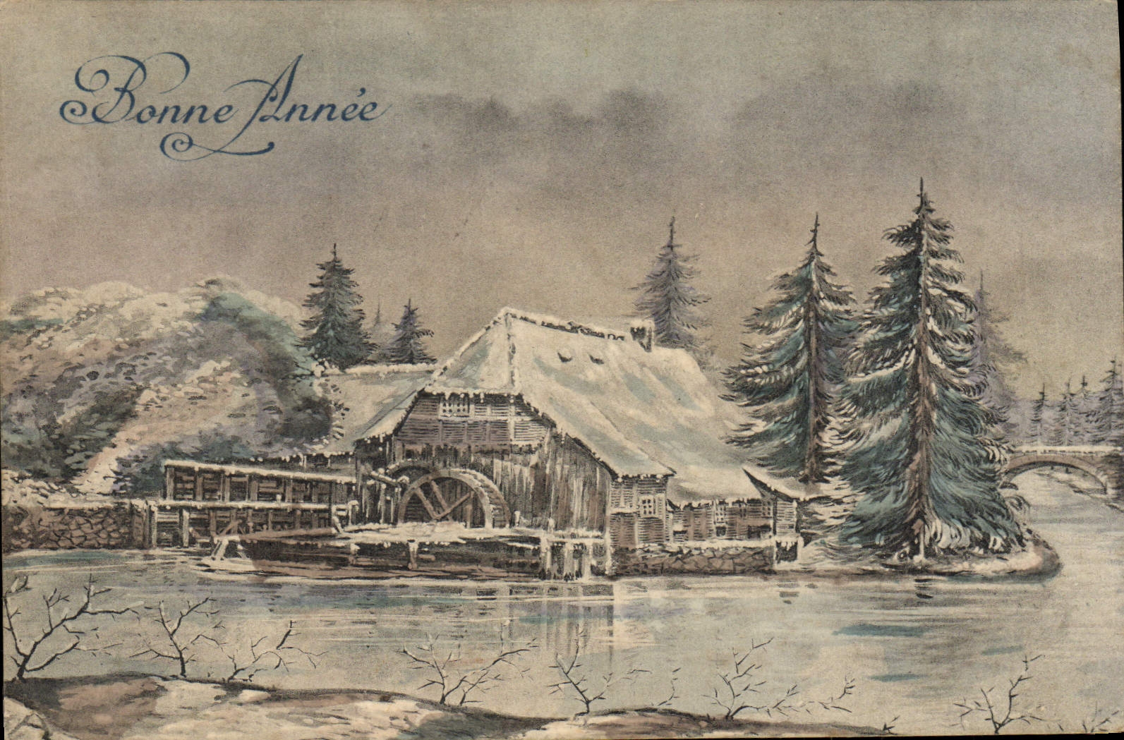 CPA Fantaisie Illustrateur Moulin a eau 