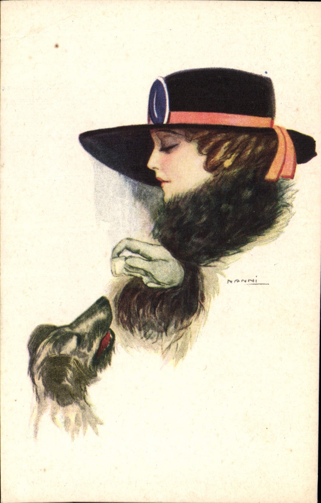 CPA Fantaisie Illustrateur Nanni Femme Chien 