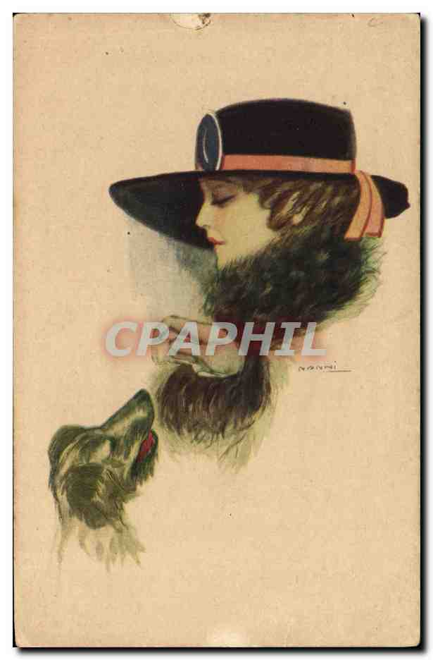 CPA Fantaisie Illustrateur Nanni Femme Chien 