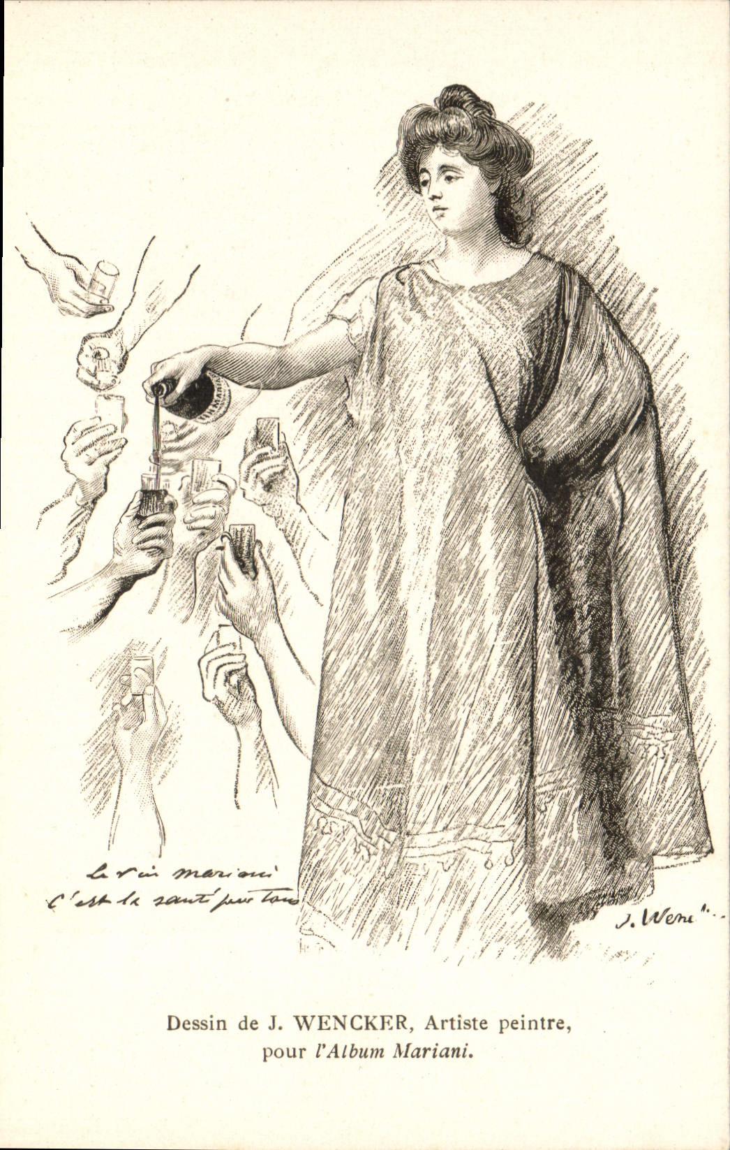 CPA Fantaisie Illustrateur Wencker Mariani Femme 