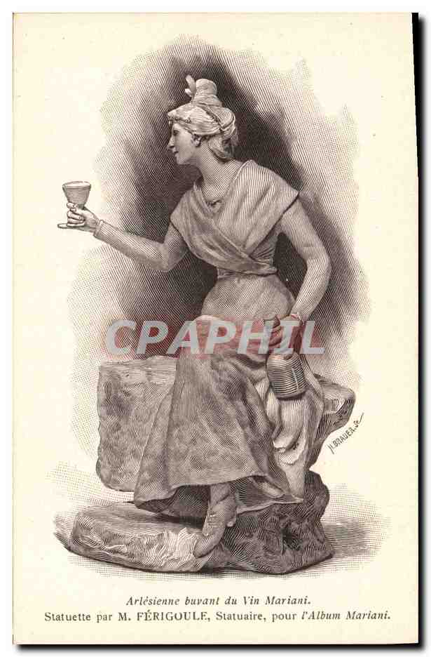 CPA Fantaisie Illustrateur Arlesienne buvant du vin Mariani Ferigoule Mariani 