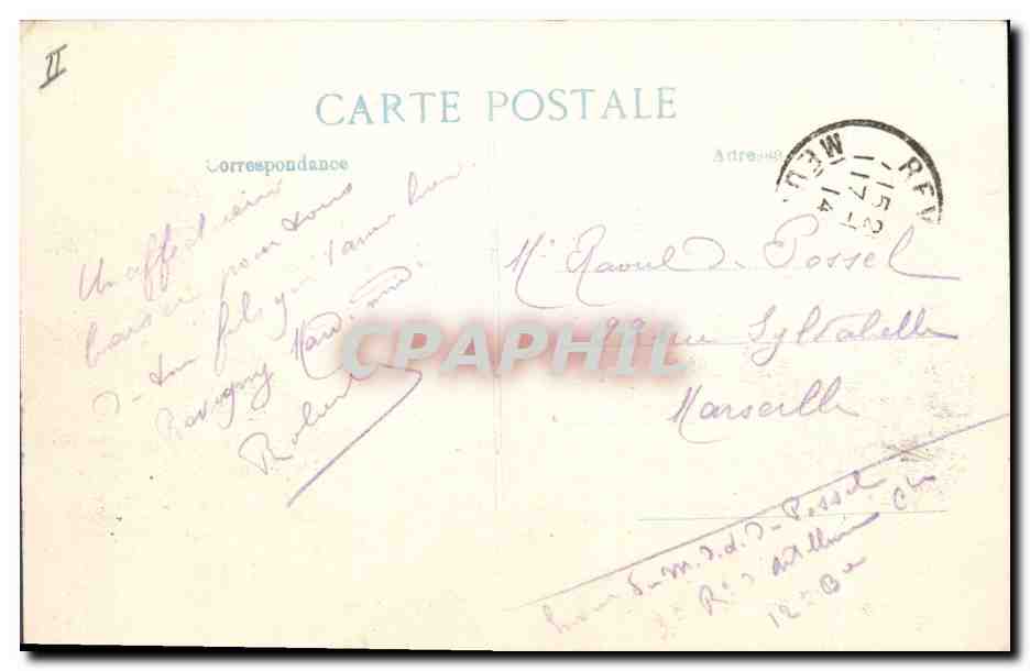 CPA Billard Creil Maisons bombardees par les Allemands Militaria Cafe Billard — Verso