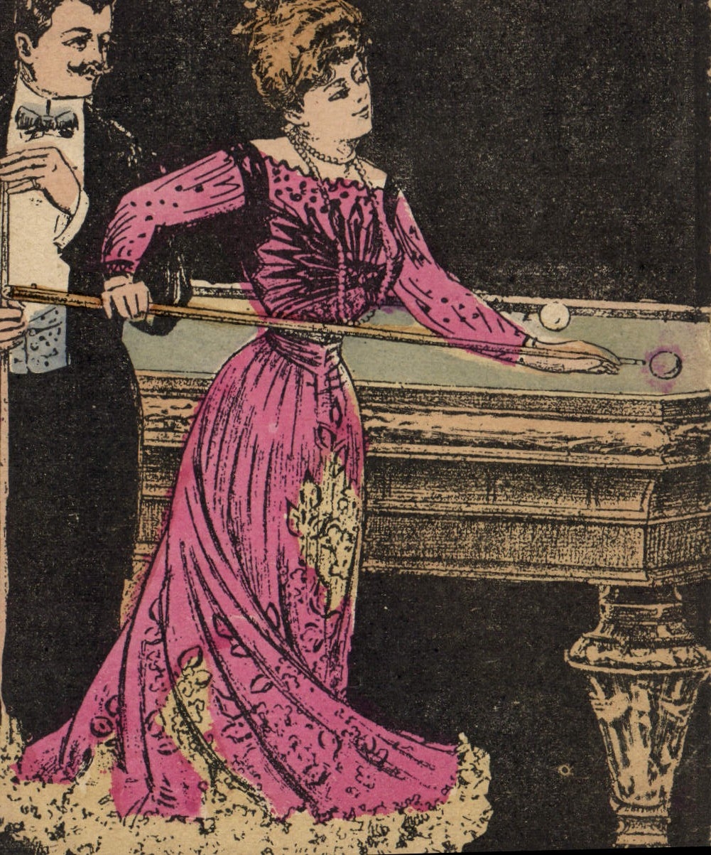 CPA L'amateur de Billard Femme