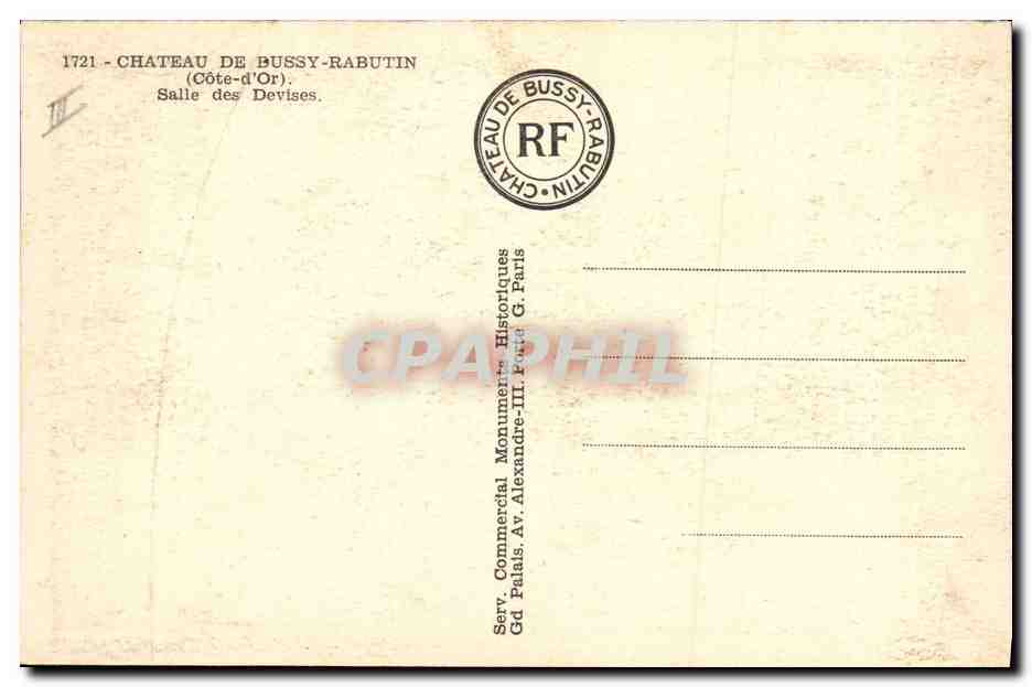 CPA Billard Chateau de Bussy Rabutin Salle des devises — Rückseite