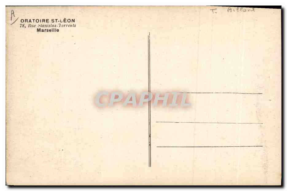 CPA Billard Oratoire St leon Rue Stanislas Torrents Marseille Le parloir — Rückseite