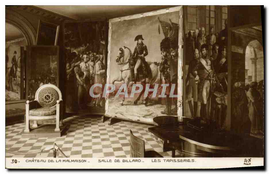 CPA Billard Chateau de la Malmaison Salle de billard Les tapisseries Napoleon 1er