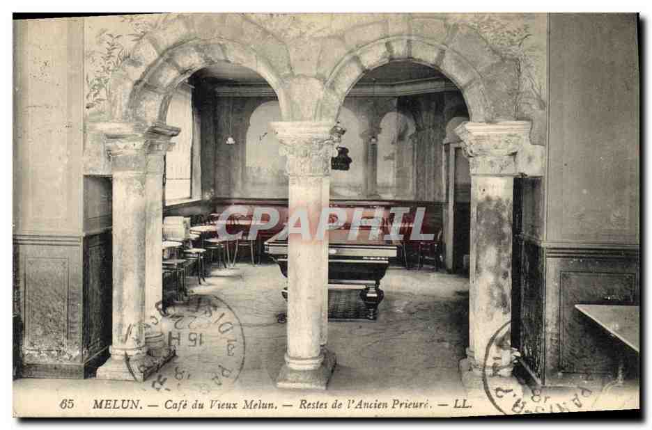 CPA Billard Melun Cafe du Vieux Melun Restes de l'Ancien Prieure