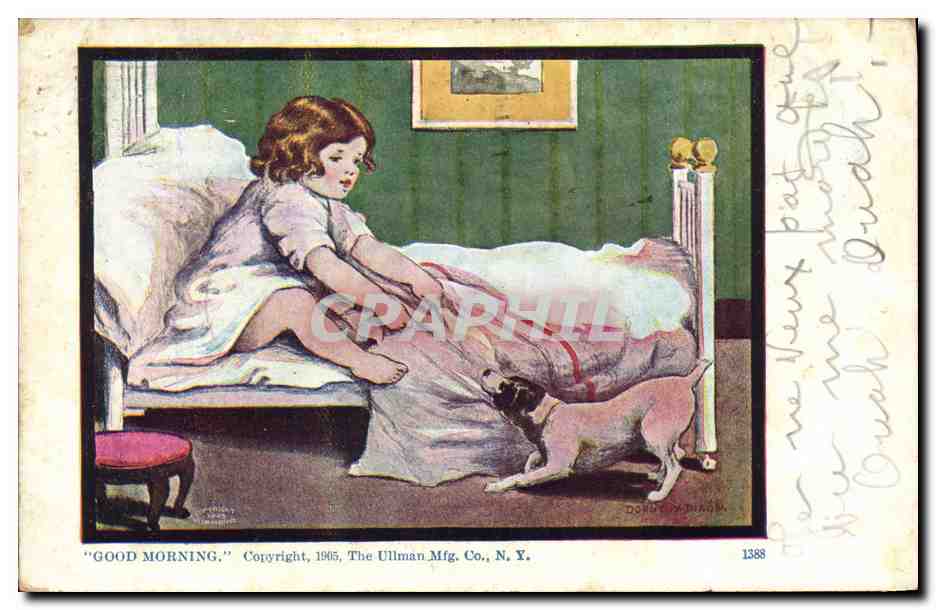CPA Fantaisie Illustrateur Enfant Good morning Chien 