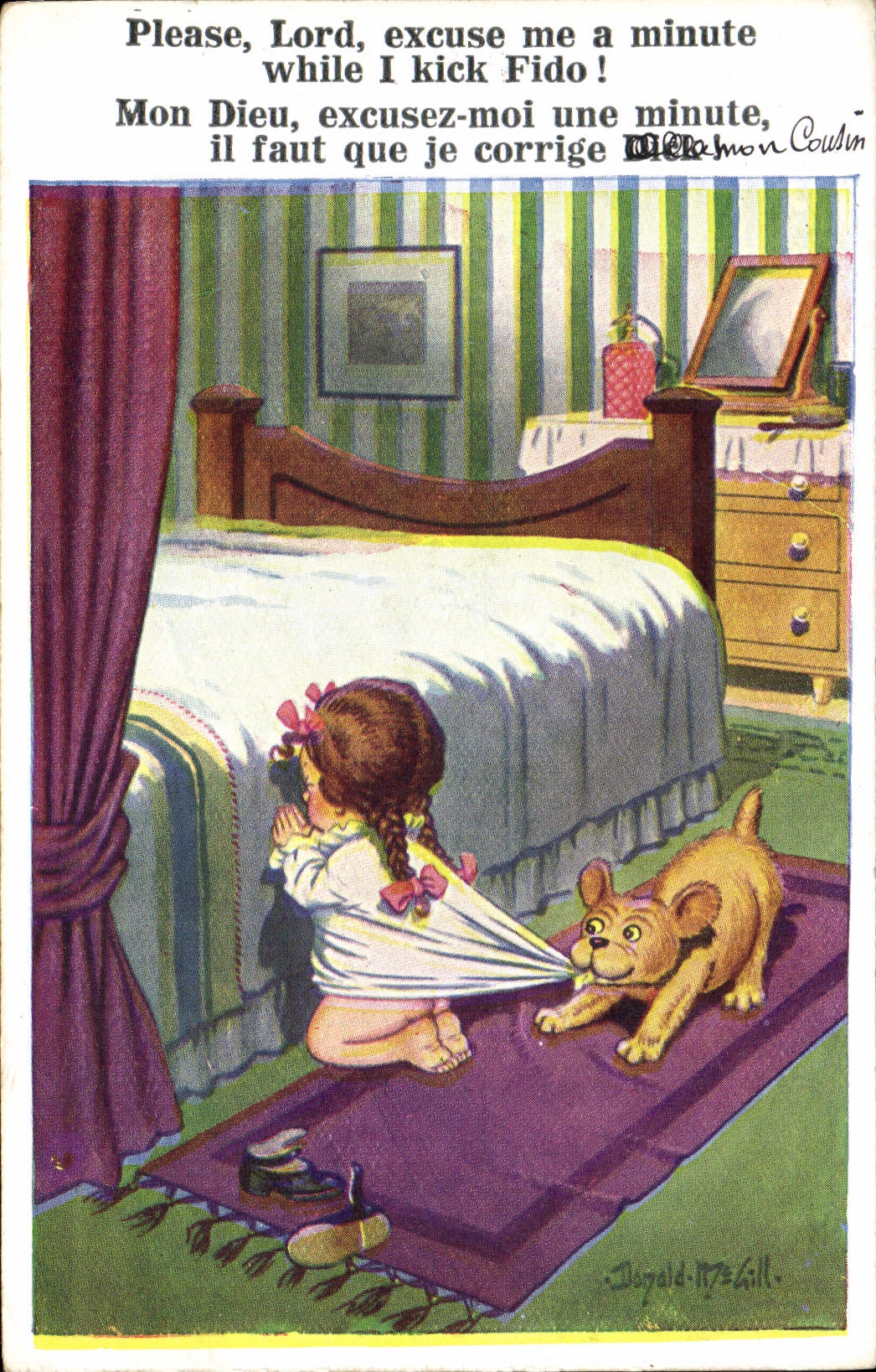 CPA Fantaisie Illustrateur Enfant Donald Mc Gill Chien